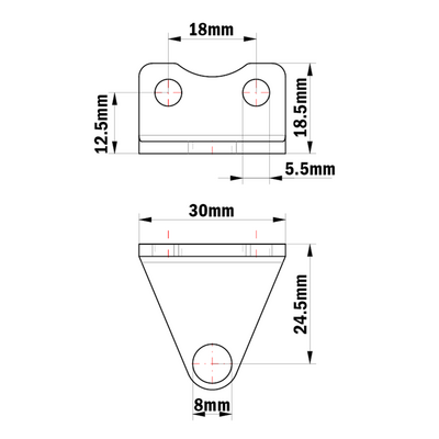 66-208-1 MODULAR SOLUTIONS ALUMINUM BRACKET<br>8MM SENSOR HOLDING